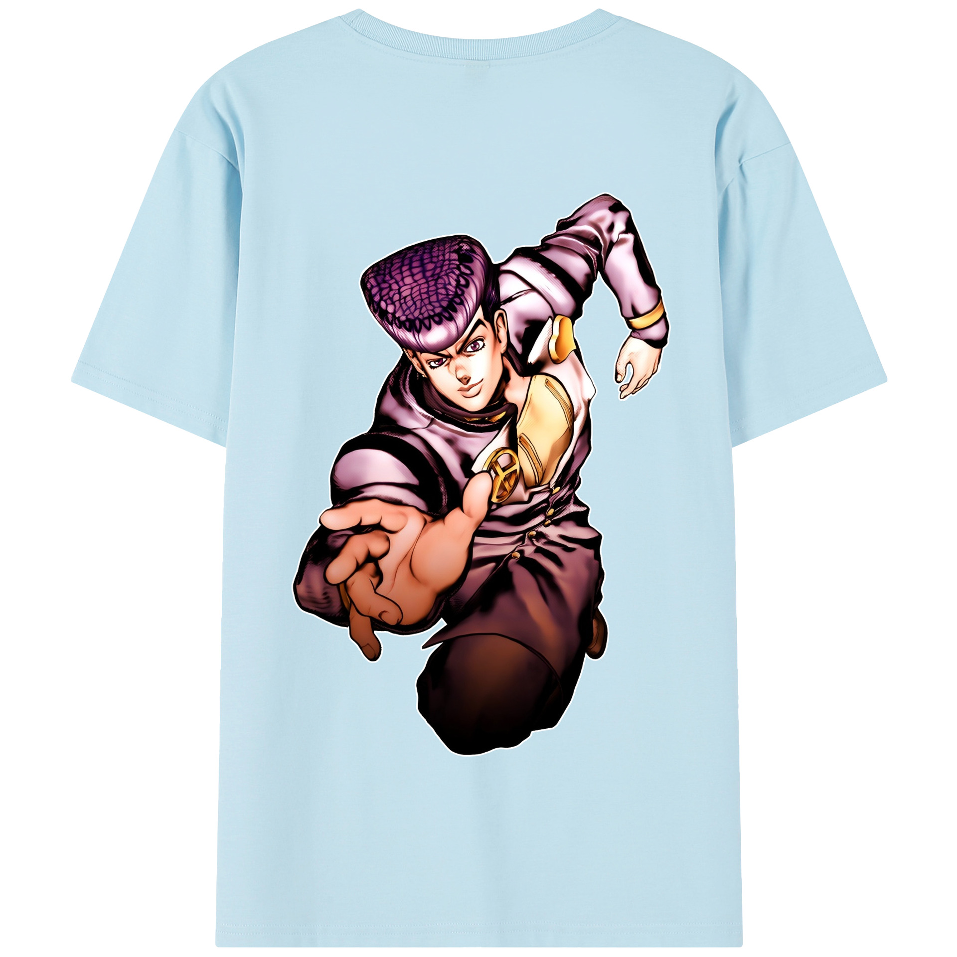 （画像用） ジョジョの奇妙な冒険 ひがしかた じょうすけ JoJo's Bizarre Adventure Higashikata Josuke 綿100％半袖Tシャツ（背面プリント）
